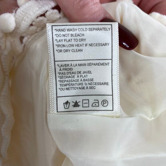 BB Dakota Danna Strapless Ivory White Lace Crochet Shift Mini Dress Lined Small - Picture 11 of 12